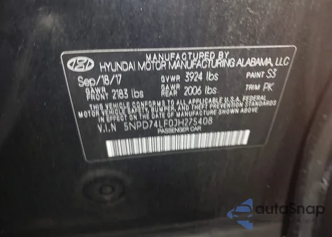 2018 Hyundai Elantra Se z USA, uszkodzony, nr VIN 5NPD74LF0JH275408